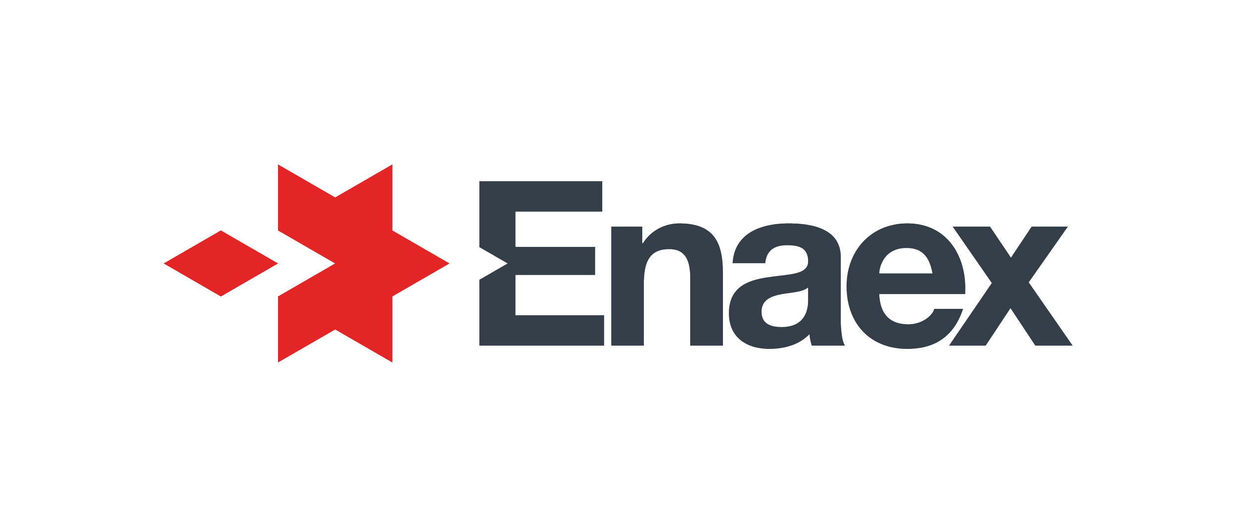 Logotipo de Enahx con símbolo rojo y texto negro.