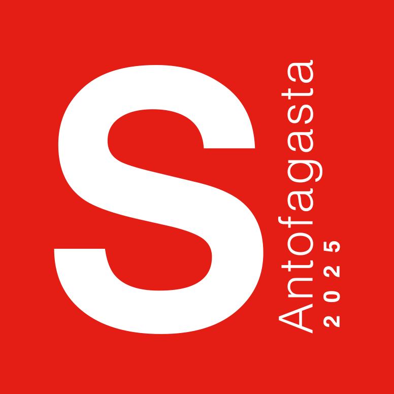 Un logotipo rojo con una letra S grande en negro y el texto 'Anfotafasta 2025' en blanco en forma vertical.
